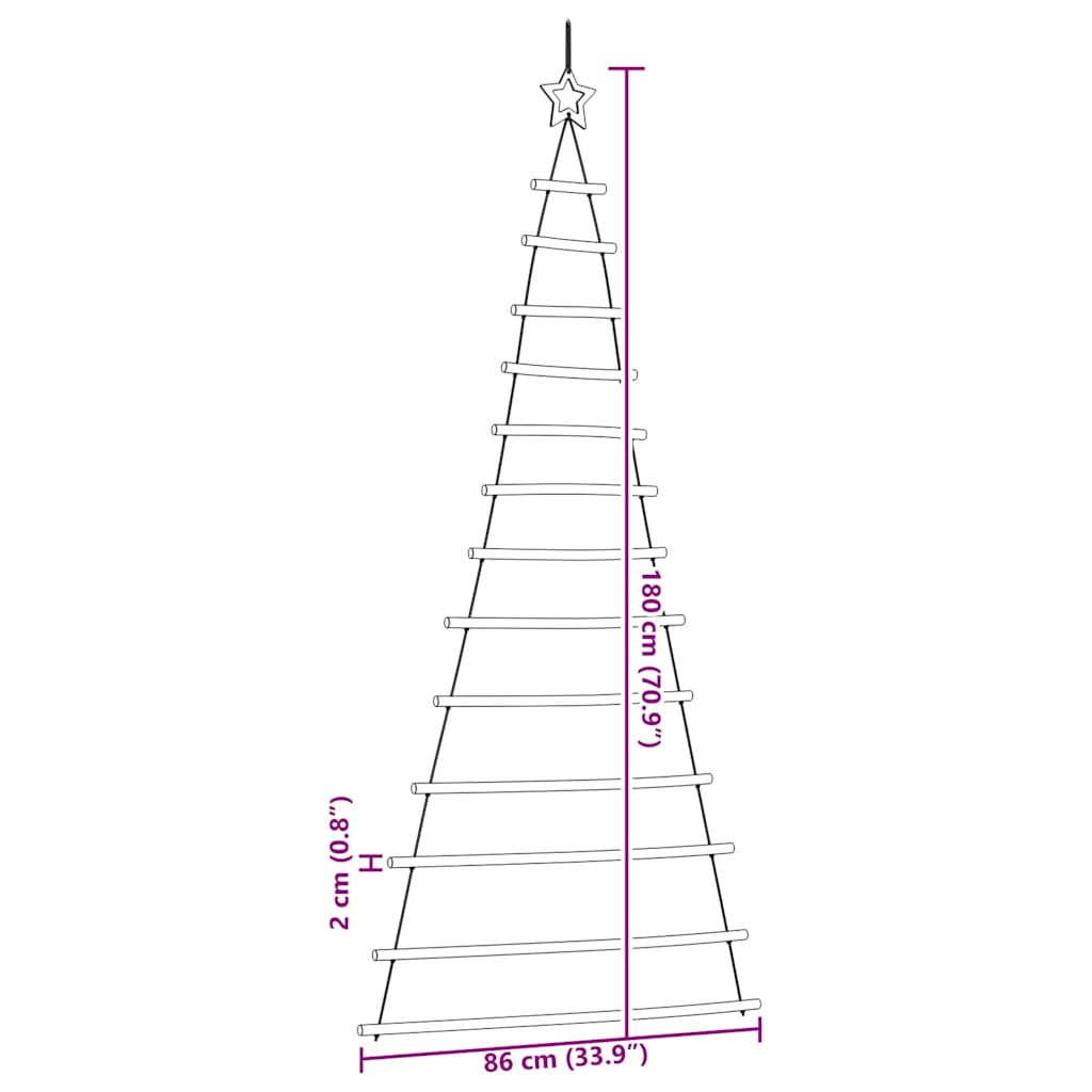Hanging Christmas Tree with Top Star 86x180 cm Natural Branch