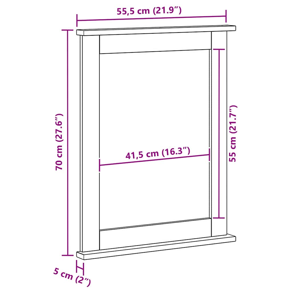 Mirror VIGO Antique White 55.5 x 5 x 70 cm Solid pine wood