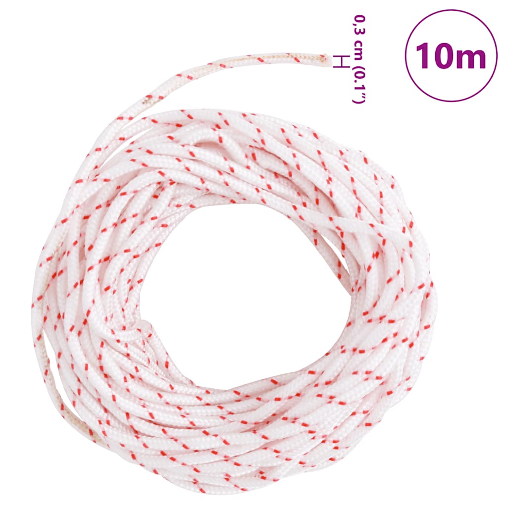 Pull Starter Cord White and Red Ø3 mm 10 m Nylon