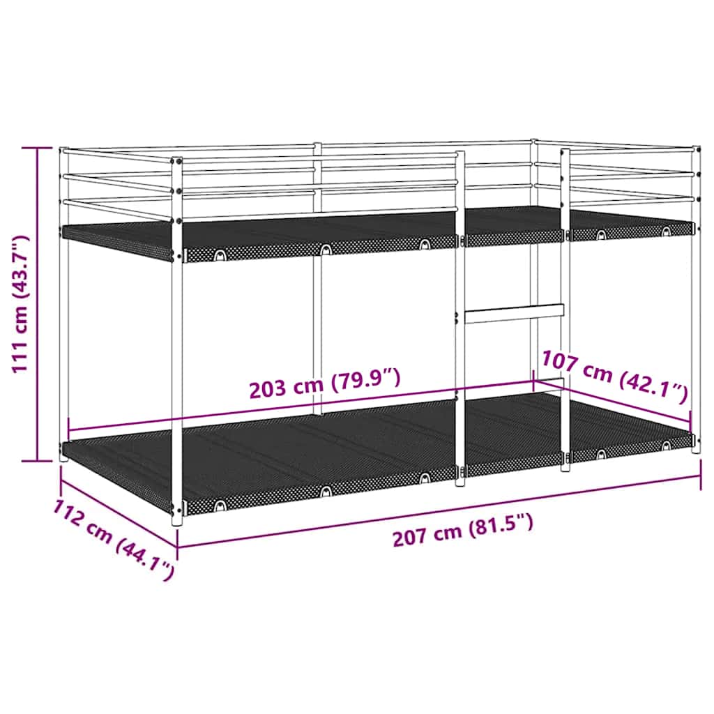 Bunk Bed without Mattress Black 107x203 cm Steel
