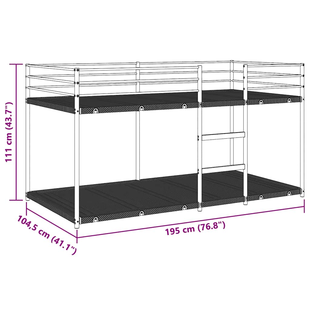 Bunk Bed without Mattress White 100x190 cm Steel