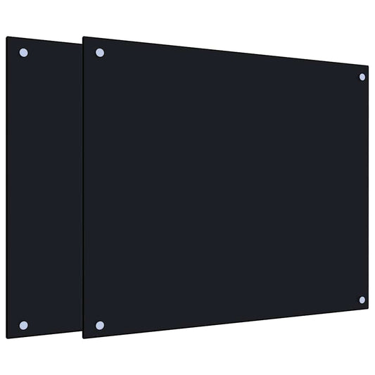 Kitchen Backsplashes 2 pcs Black 70x60 cm Tempered Glass Kitchen Backsplashes 2 pcs Black 70x60 cm Tempered Glass