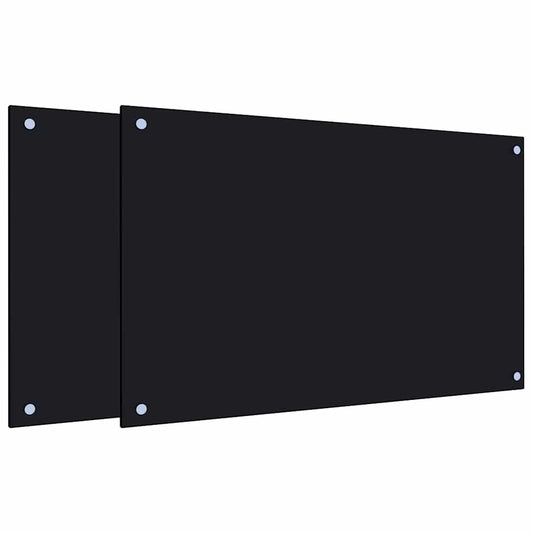 Kitchen Backsplashes 2 pcs Black 80x50 cm Tempered Glass Kitchen Backsplashes 2 pcs Black 80x50 cm Tempered Glass