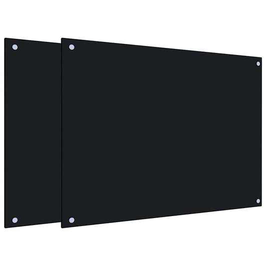 Kitchen Backsplashes 2 pcs Black 80x60 cm Tempered Glass Kitchen Backsplashes 2 pcs Black 80x60 cm Tempered Glass