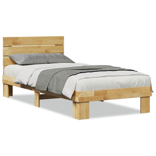 Bed Frame with Headboard without Mattress 75x190 cm Solid Wood Oak Bed Frame with Headboard without Mattress 75x190 cm Solid Wood Oak