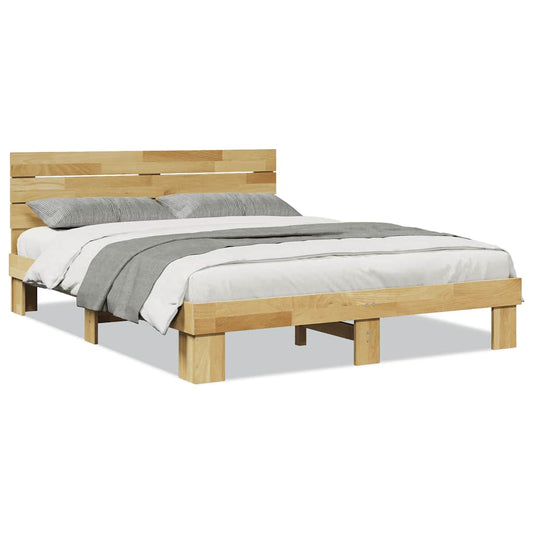 Bed Frame with Headboard without Mattress 135x190 cm Solid Wood Oak Bed Frame with Headboard without Mattress 135x190 cm Solid Wood Oak