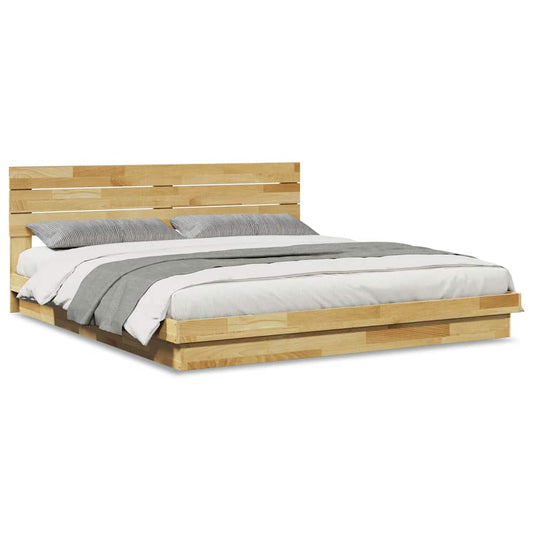 Bed Frame with Headboard without Mattress 180x200 cm Super King Solid Wood Oak Bed Frame with Headboard without Mattress 180x200 cm Super King Solid Wood Oak