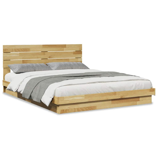 Bed Frame with Headboard without Mattress 150x200 cm King Size Solid Wood Oak Bed Frame with Headboard without Mattress 150x200 cm King Size Solid Wood Oak
