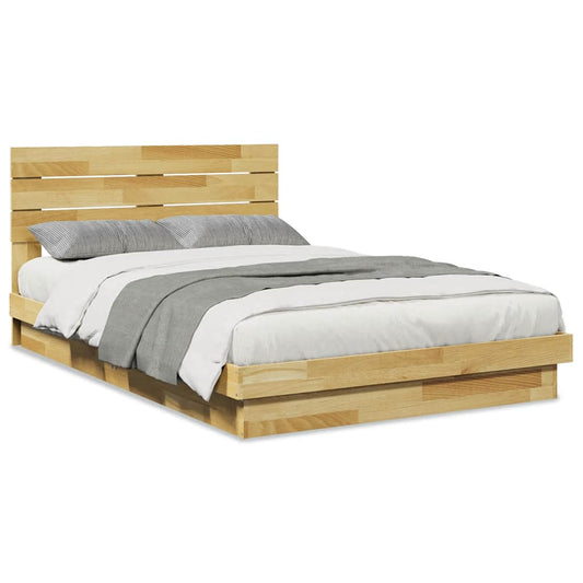 Bed Frame with Headboard without Mattress 120x200 cm Solid Wood Oak Bed Frame with Headboard without Mattress 120x200 cm Solid Wood Oak