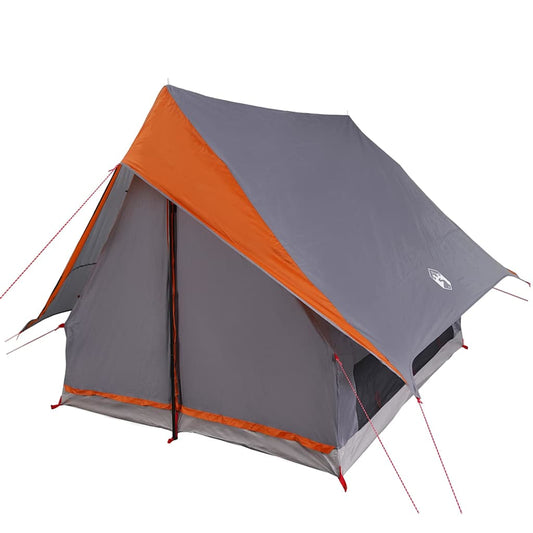 Family Tent with Roof Grey and Orange 220 x 220 x 184 cm Family Tent with Roof Grey and Orange 220 x 220 x 184 cm