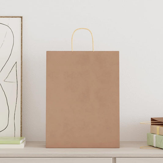 Paper Bags 250 pcs with Handles Brown 32x12x42 cm Paper Bags 250 pcs with Handles Brown 32x12x42 cm