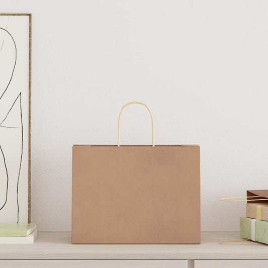 Paper Bags 250 pcs with Handles Brown 32x17x25 cm Paper Bags 250 pcs with Handles Brown 32x17x25 cm