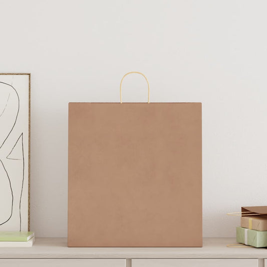 Paper Bags 250 pcs with Handles Brown 45x17x48 cm Paper Bags 250 pcs with Handles Brown 45x17x48 cm