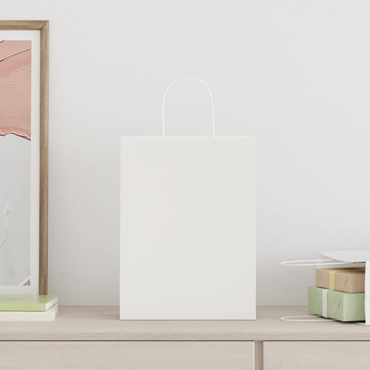 Paper Bags 50 pcs with Handles White 26x12x35 cm Paper Bags 50 pcs with Handles White 26x12x35 cm