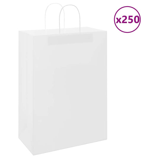 Paper Bags 250 pcs with Handles White 32x17x44 cm Paper Bags 250 pcs with Handles White 32x17x44 cm