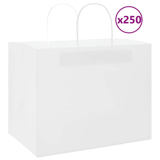 Paper Bags 250 pcs with Handles White 32x22x24 cm Paper Bags 250 pcs with Handles White 32x22x24 cm