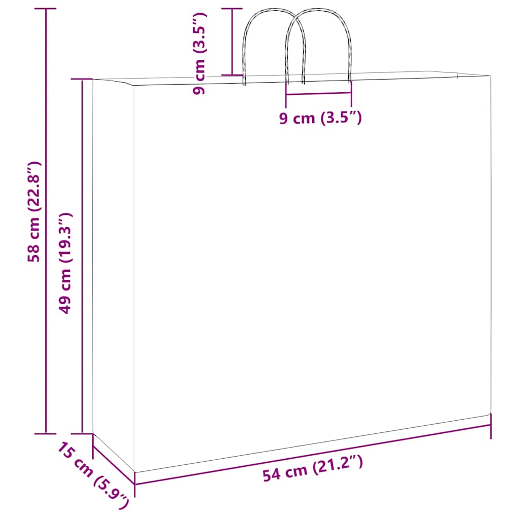 Paper Bags 250 pcs with Handles White 54x15x49 cm
