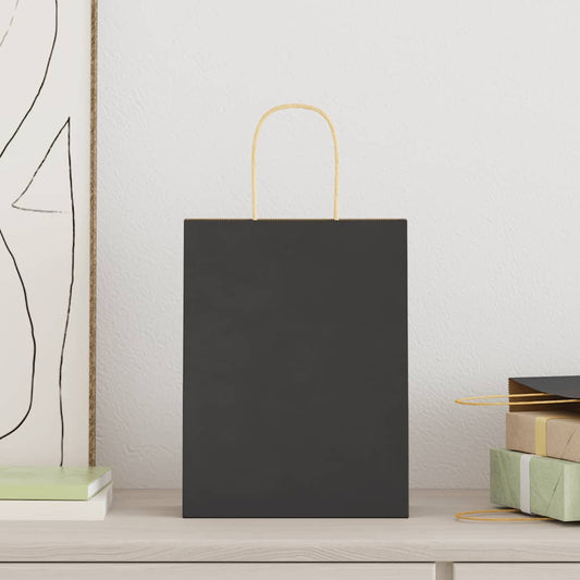 Paper Bags 250 pcs with Handles Black 21x11x28 cm Paper Bags 250 pcs with Handles Black 21x11x28 cm