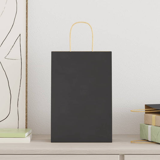 Paper Bags 250 pcs with Handles Black 21x11x31 cm Paper Bags 250 pcs with Handles Black 21x11x31 cm
