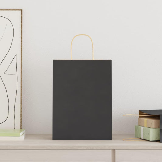 Paper Bags 250 pcs with Handles Black 26x12x35 cm Paper Bags 250 pcs with Handles Black 26x12x35 cm