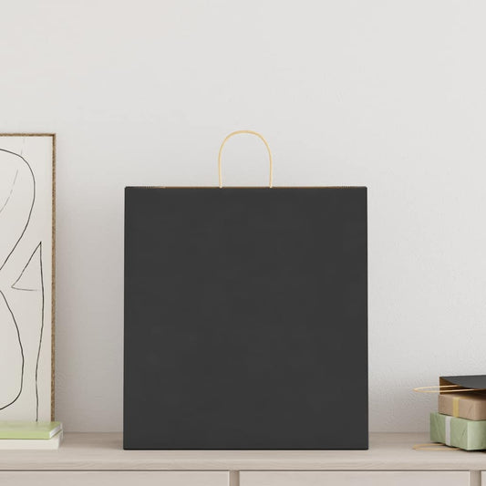 Paper Bags 250 pcs with Handles Black 45x17x48 cm Paper Bags 250 pcs with Handles Black 45x17x48 cm