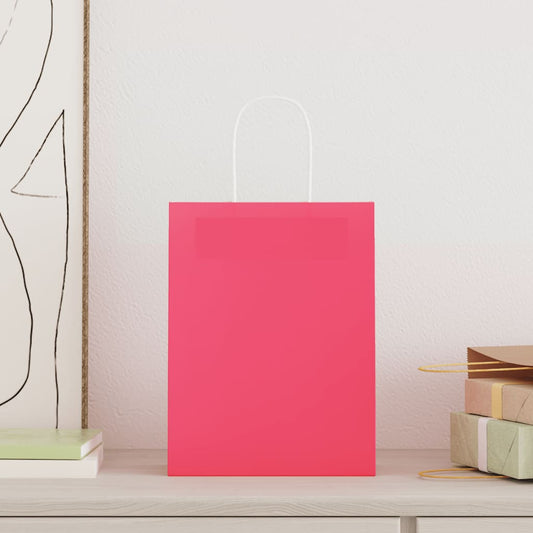Paper Bags 50 pcs with Handles Pink 21x11x28 cm Paper Bags 50 pcs with Handles Pink 21x11x28 cm