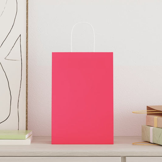 Paper Bags 50 pcs with Handles Pink 21x11x31 cm Paper Bags 50 pcs with Handles Pink 21x11x31 cm
