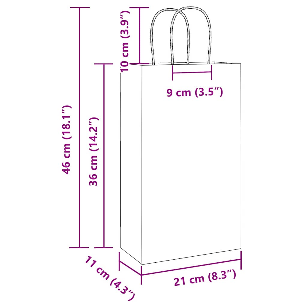 Paper Bags 50 pcs with Handles Pink 21x11x36 cm