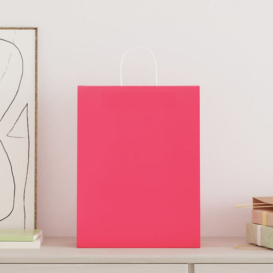 Paper Bags 50 pcs with Handles Pink 32x12x42 cm Paper Bags 50 pcs with Handles Pink 32x12x42 cm