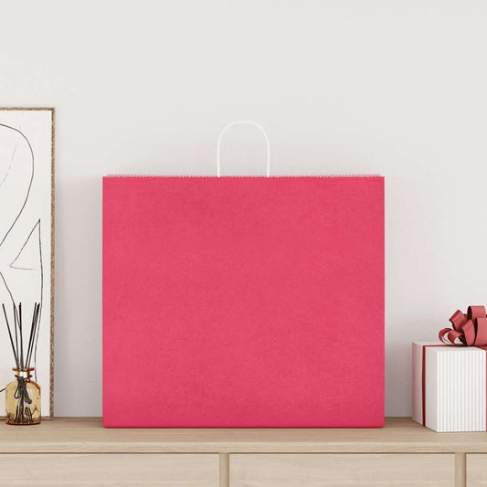 Paper Bags 50 pcs with Handles Pink 54x15x49 cm Paper Bags 50 pcs with Handles Pink 54x15x49 cm