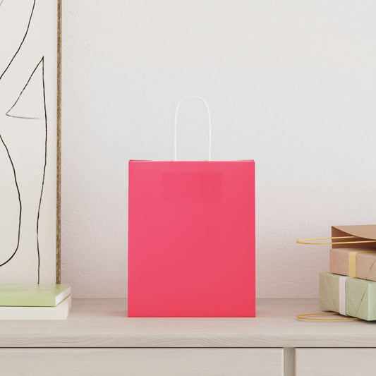 Paper Bags 250 pcs with Handles Pink 18x8x22 cm Paper Bags 250 pcs with Handles Pink 18x8x22 cm