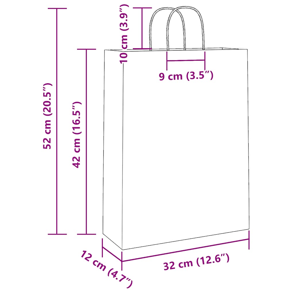 Paper Bags 250 pcs with Handles Pink 32x12x42 cm