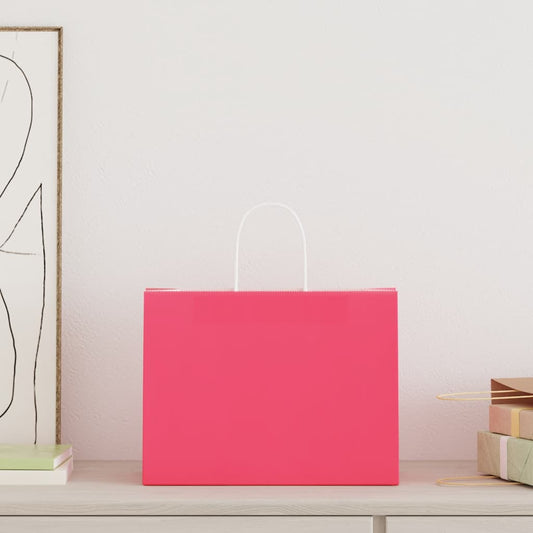 Paper Bags 250 pcs with Handles Pink 32x17x25 cm Paper Bags 250 pcs with Handles Pink 32x17x25 cm