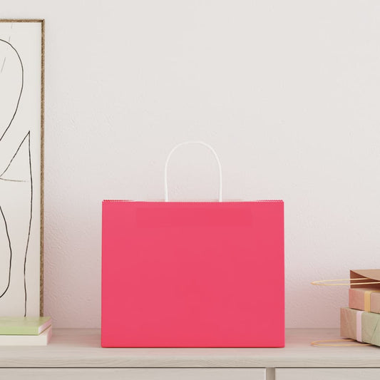 Paper Bags 250 pcs with Handles Pink 32x22x24 cm Paper Bags 250 pcs with Handles Pink 32x22x24 cm