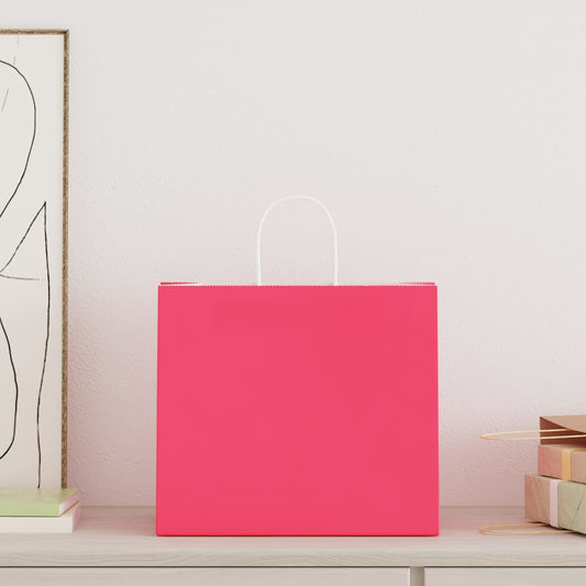 Paper Bags 250 pcs with Handles Pink 32x22x28 cm Paper Bags 250 pcs with Handles Pink 32x22x28 cm