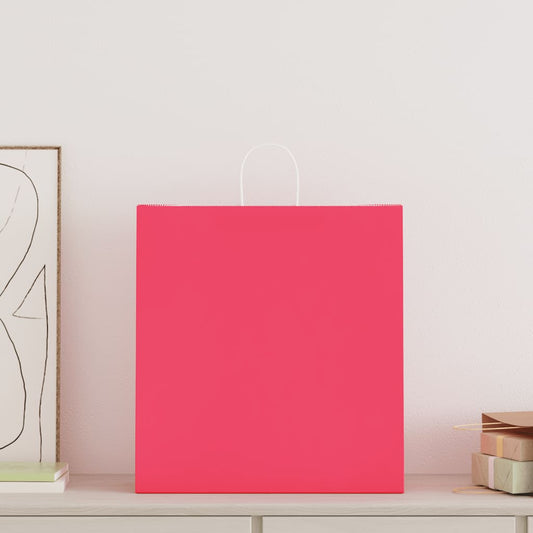 Paper Bags 250 pcs with Handles Pink 45x17x48 cm Paper Bags 250 pcs with Handles Pink 45x17x48 cm