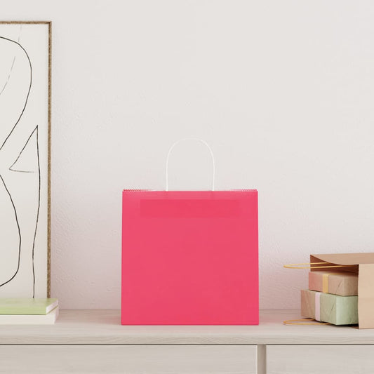Paper Bags 250 pcs with Handles Pink 54x15x49 cm Paper Bags 250 pcs with Handles Pink 54x15x49 cm