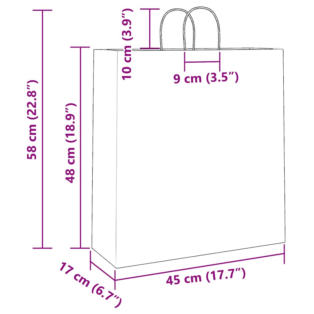 Paper Bags 250 pcs with Handles Blue 45x17x48 cm