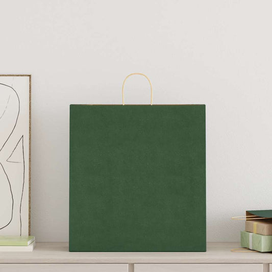 Paper Bags 250 pcs with Handles Green 45x17x48 cm Paper Bags 250 pcs with Handles Green 45x17x48 cm