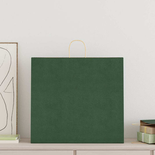 Paper Bags 250 pcs with Handles Green 54x15x49 cm Paper Bags 250 pcs with Handles Green 54x15x49 cm
