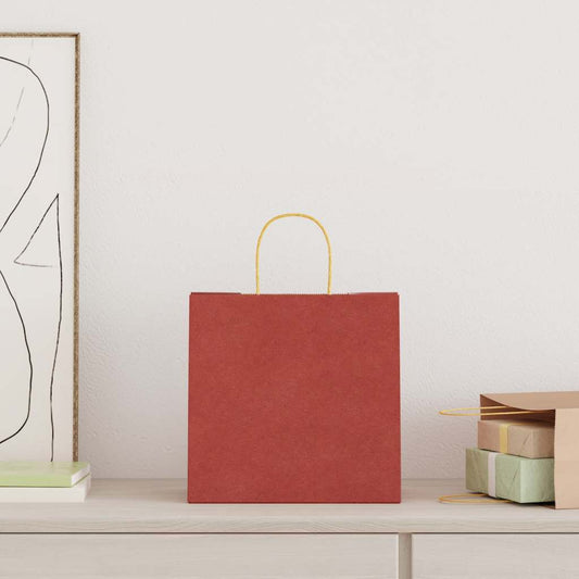 Paper Bags 250 pcs with Handles Red 26x17x25 cm Paper Bags 250 pcs with Handles Red 26x17x25 cm