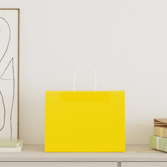Paper Bags 50 pcs with Handles Yellow 32x17x25 cm Paper Bags 50 pcs with Handles Yellow 32x17x25 cm