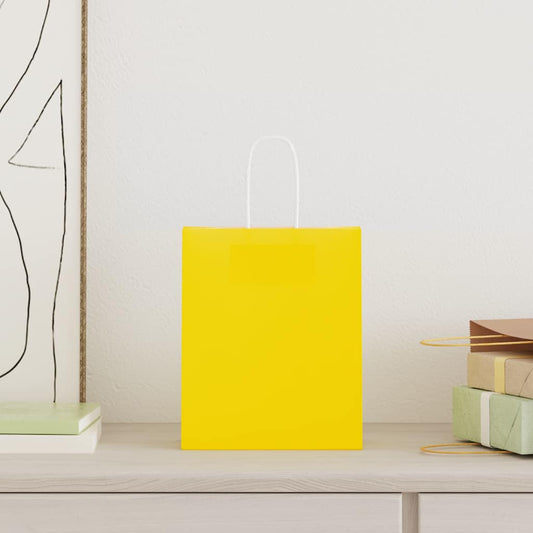 Paper Bags 250 pcs with Handles Yellow 18x8x22 cm Paper Bags 250 pcs with Handles Yellow 18x8x22 cm