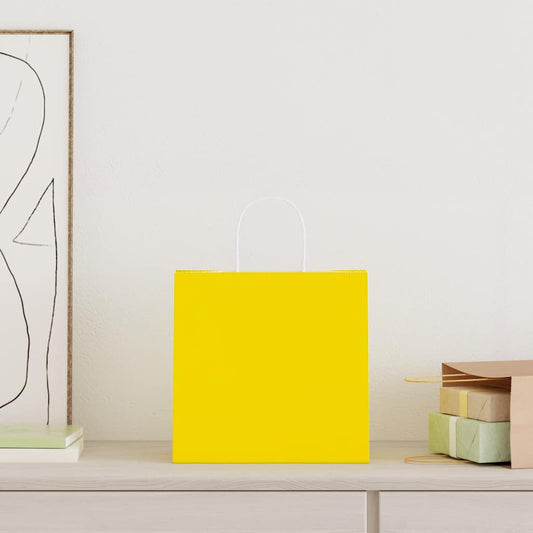 Paper Bags 250 pcs with Handles Yellow 26x17x25 cm Paper Bags 250 pcs with Handles Yellow 26x17x25 cm