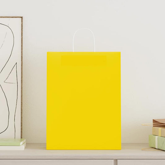 Paper Bags 250 pcs with Handles Yellow 32x12x42 cm Paper Bags 250 pcs with Handles Yellow 32x12x42 cm