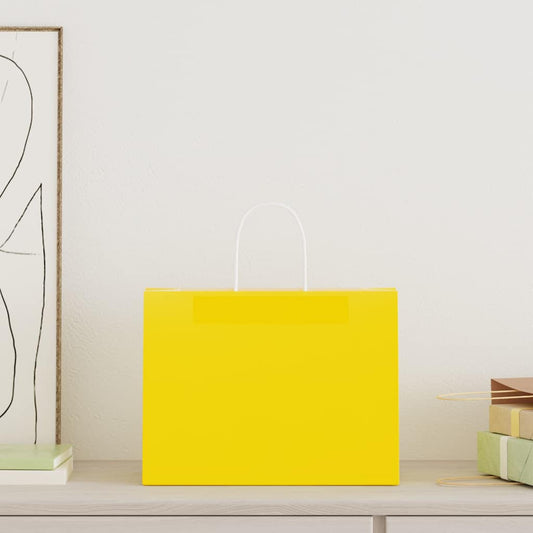Paper Bags 250 pcs with Handles Yellow 32x17x25 cm Paper Bags 250 pcs with Handles Yellow 32x17x25 cm