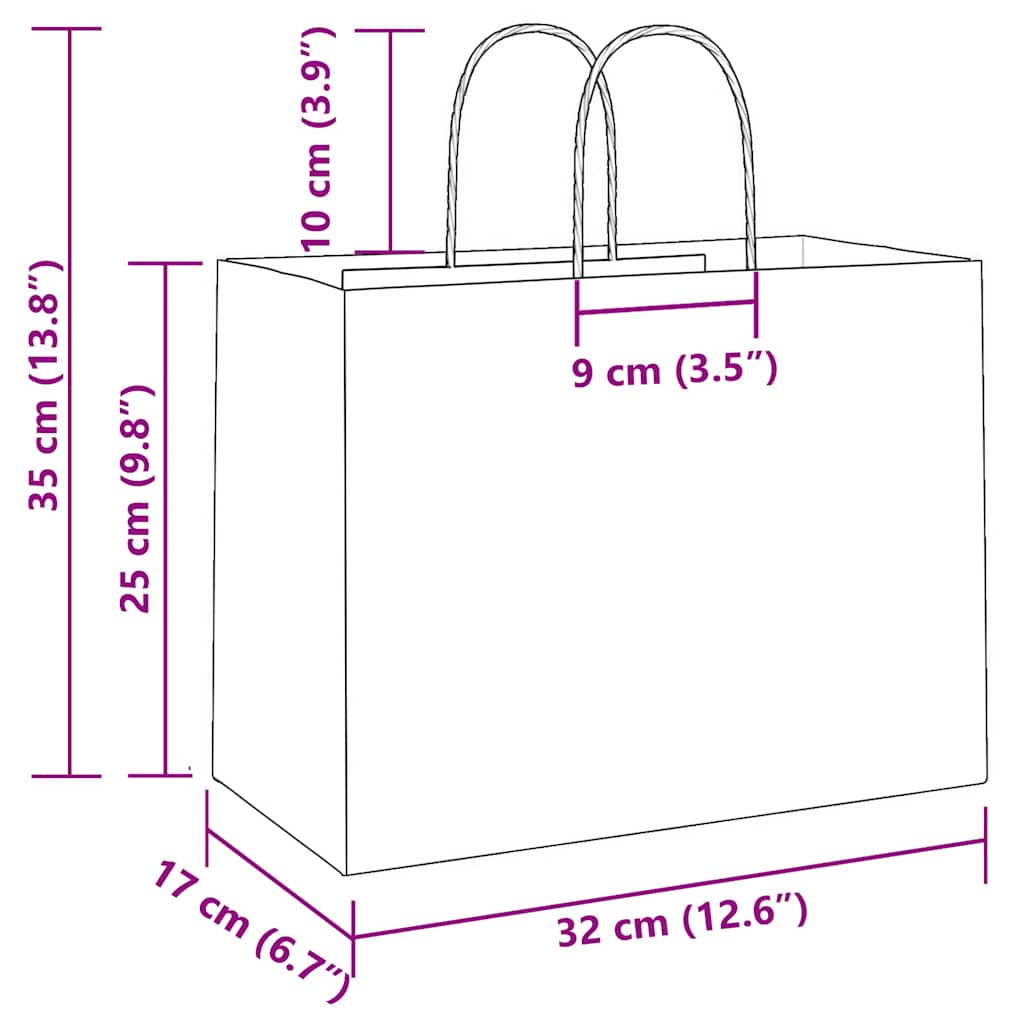 Paper Bags 250 pcs with Handles Yellow 32x17x25 cm