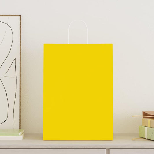 Paper Bags 250 pcs with Handles Yellow 32x17x44 cm Paper Bags 250 pcs with Handles Yellow 32x17x44 cm