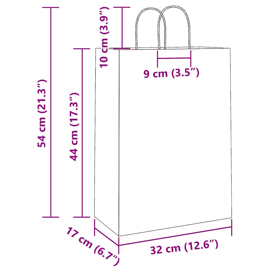 Paper Bags 250 pcs with Handles Yellow 32x17x44 cm