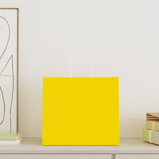 Paper Bags 250 pcs with Handles Yellow 32x22x28 cm Paper Bags 250 pcs with Handles Yellow 32x22x28 cm